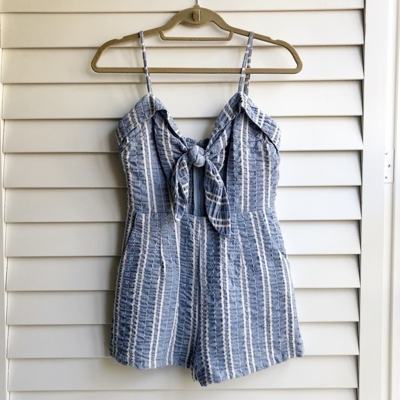 Lost + Wander Waves Stripe Tie Front Romper - Picture 7 of 14